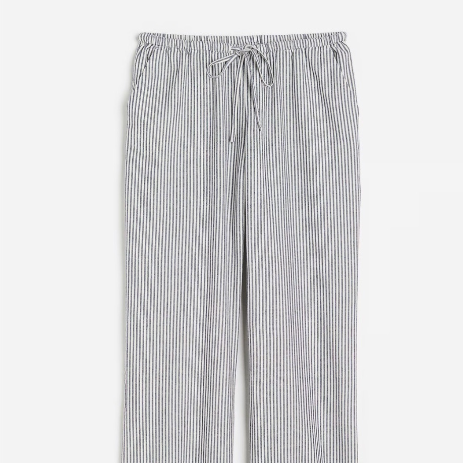 White And Blue Striped Linen Pants